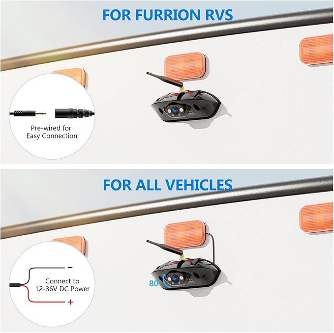 Wireless RV Backup Camera System for Furrion Pre-Wired RVs Truck Trailer, FHD 1080P 7" Touchscreen IPS Monitor & Rear View Camera, Loop Recording Night Vision IP69 Waterproof Plug & Play F7