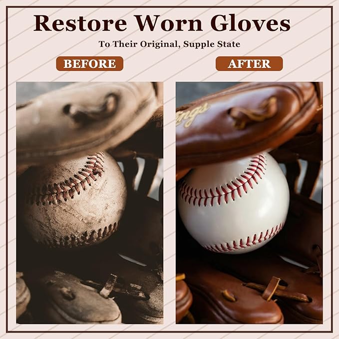 Arrowbash 4 Pcs Softball Glove Cleaning Kit with 6 in Wooden Horsehair Boar Bristle Brushes and 12 in Microfiber Waffle Towels Leather Glove Cleaner Care Accessories for Baseball Softball