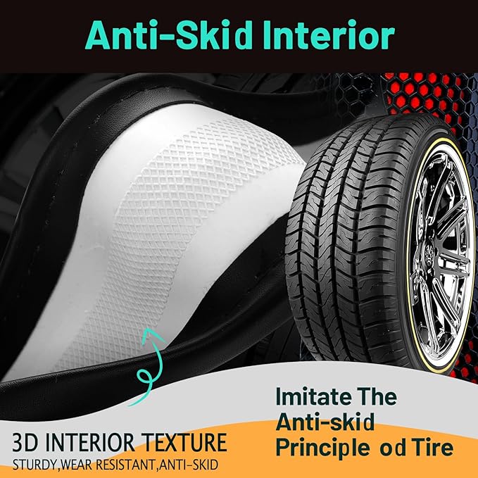 18 Inch Truck Steering Wheel Cover Leather Wheel Semi-Truck Comfy Grip Cover Anti Slip Car Accessory, Fits Rv, Big Rig and Classic Car(Red, Classic Style)
