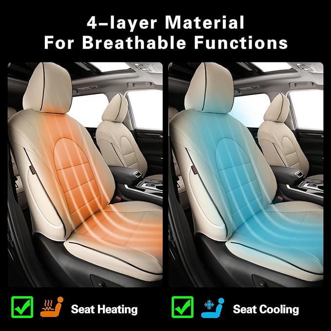 EKR Camry Seat Covers for Toyota Camry XSE,XLE 2025 2026 Waterproof Leather Car Seat Cover Full Set for Trucks SUV-Faux Leather (Beige)