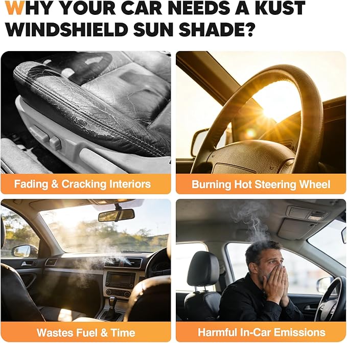 KUST Windshield Sun Shade for Mazda CX-5 2018-2025 Foldable Thicken Window Sunshade UV Protection Keep Cool Sunshield Easy Install Sun Visor Accessories Aluminum Film