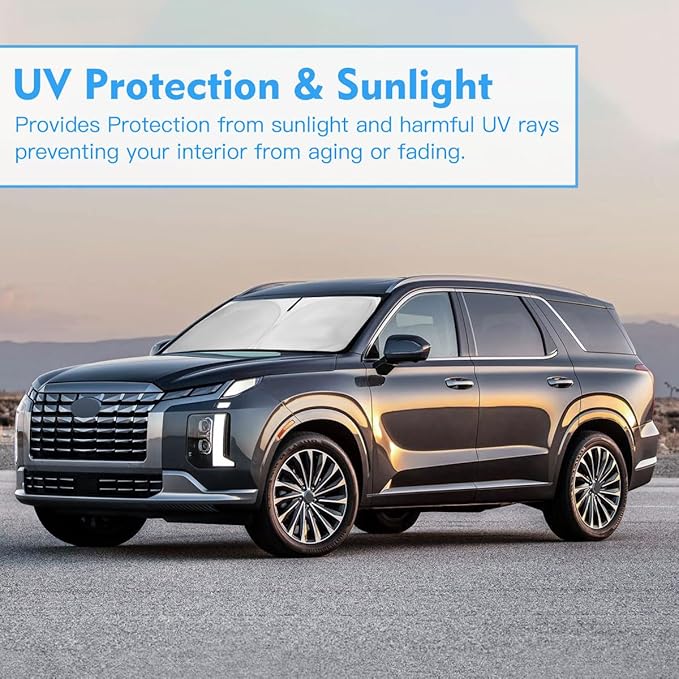 Windshield Sun Shade for Hyun-dai Palisade 2026 2025 2024 2023 2022 2021 2020 Accessories Window Sunshade Fit Hyun-dai Palisade Front Window Shade Sun Visor Blocks UV Keep Car Cooler