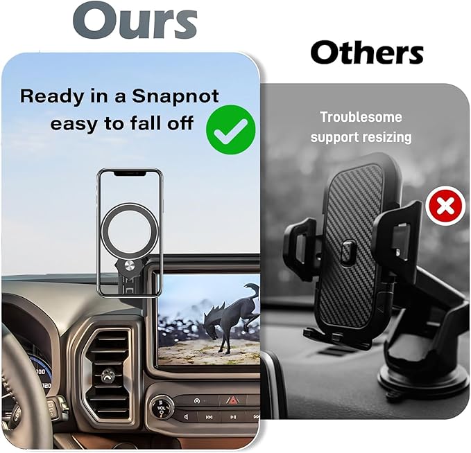 Car Phone Holder for Ford Bronco Sport 2021 2022 2023 2024 Accessories Apply to 8 Inch Touch Screen Fixed Clip Magnetic Cell Phone Mount Hands-Free 360 Degree Rotation