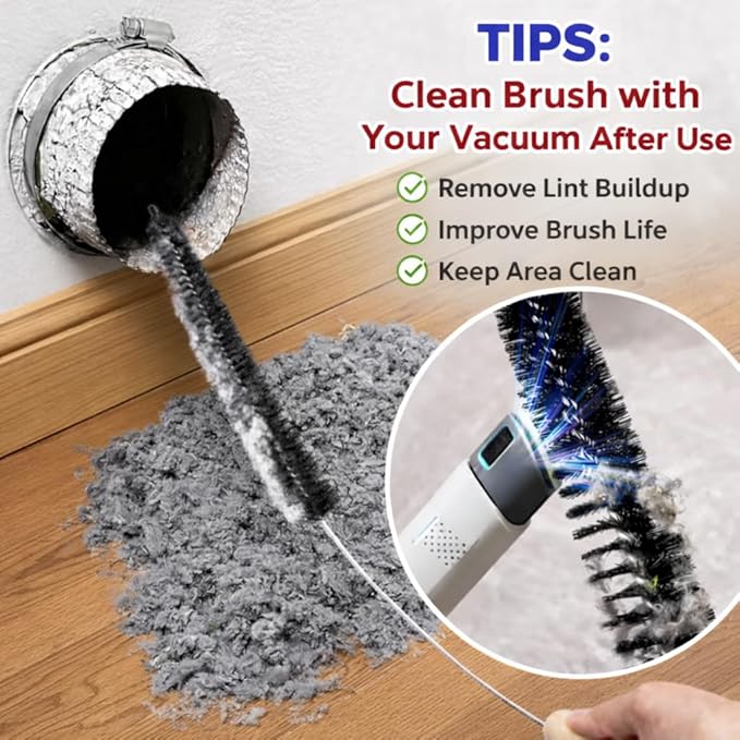 2-Pack Dryer Vent Cleaner Kit - Long Flexible Dryer Lint Brush & Refrigerator Coil Cleaner - Multi-Use Radiator Brush & Lint Trap Cleaning Tool for Fire Prevention