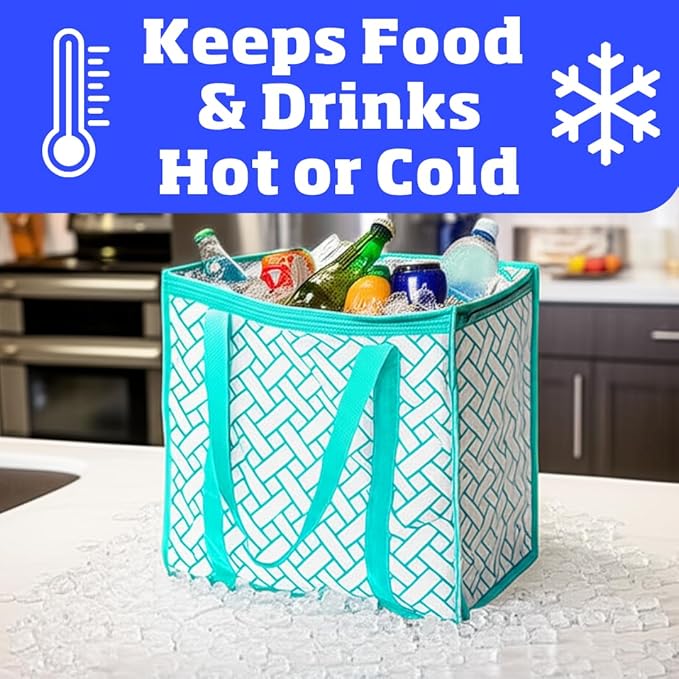 DURASACK Large Insulated Food Delivery Bag – 16"x9"x13" Reusable Thermal Tote for Hot & Cold Transport – Lightweight Grocery, Lunch, and Takeout Carrier – Water-Resistant, Foldable