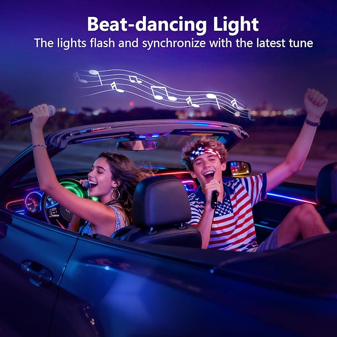 Footwell Lighting for car, Car Interior LED Lights,Lights for Inside car,APP Controlled RGB Light Strip with Music Sync Mode, 72 LEDs 16 Million Colors for Cars, Trucks, SUV via 12V Lighter