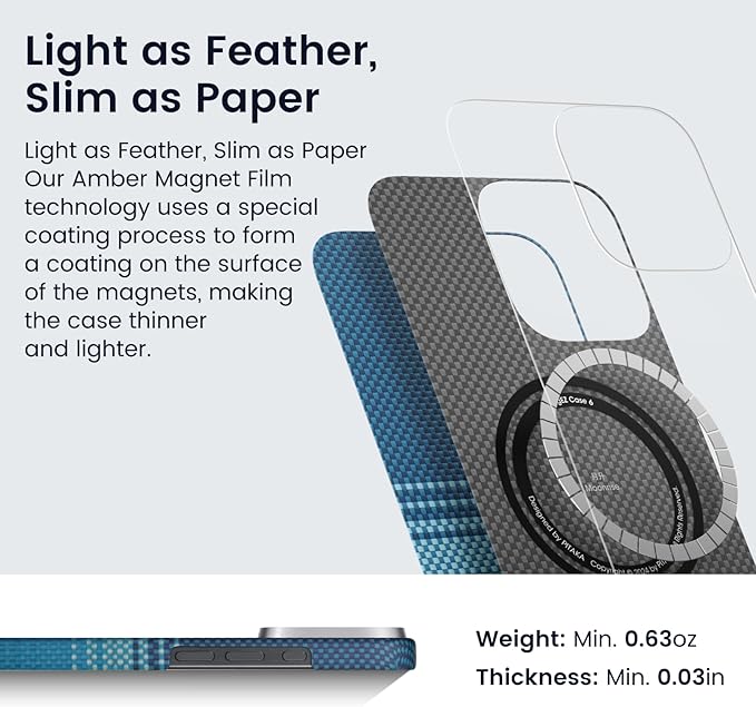 pitaka for iPhone 16 Pro Max Case Compatible with MagSafe, Thin & Light Case iPhone 16 Pro Max with a Caseless Feel, 1500D Aramid Fiber Woven [Tactile Woven-Moonrise]
