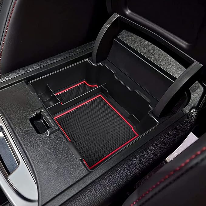 RUNROAD Center Console Upgraded Organizer Compatible with Acura RDX 2019 2020 2021 2022 2023 2024 Accessories, Armrest Storage Box Insert Card Container ABS Coin Holder Console Tray, Red