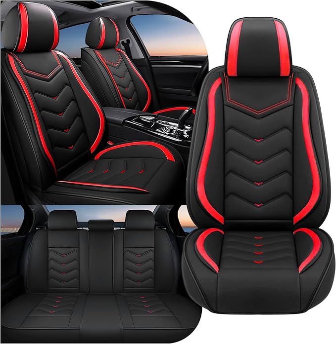 Car Seat Covers Fit for Infiniti g37 2000-2026, Stylish Sport Seat Covers, Waterproof Wear-Resistant Premium Nappa Leather Car Seat Cover.(Full Set/Black Red)