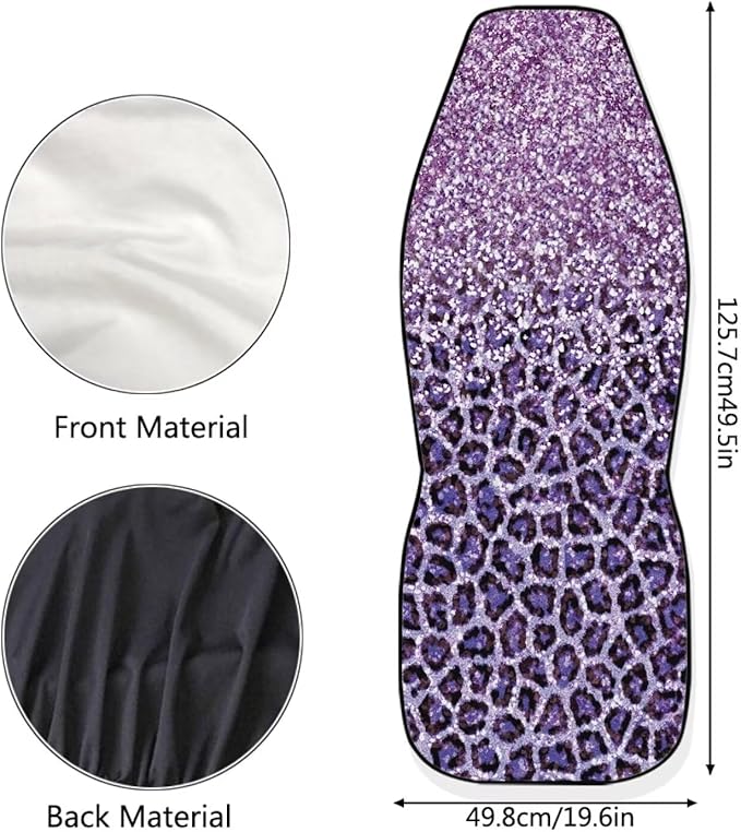 Gradient Purple Leopard Print Car Seat Cover, Design Car Seat Covers Protector, Set of 2 for Front Seats