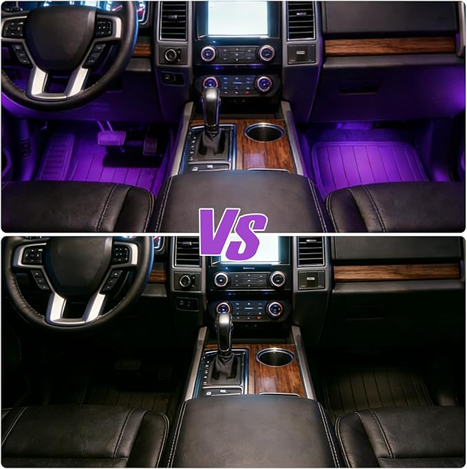 Interior car Lights,Ambient Lighting car Interior,car footwell Lights, APP Control 16 Million Colors Music Sync, DIY Mode Multicolor LED Interior Lights for Cars, Trucks, SUVs, 5V USB Power