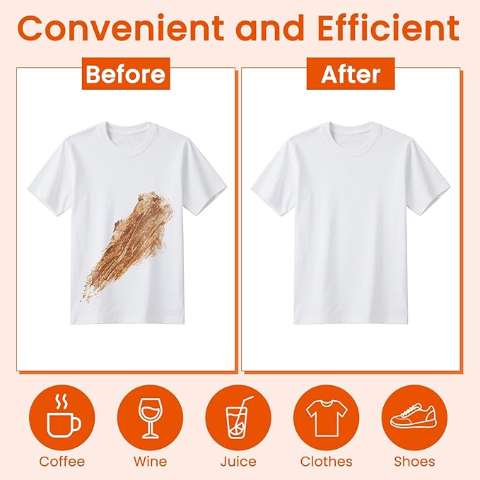 Stain Remover Wet Wipes Bulk, Individual Wrapped Clothes Portable Travel Messy Eater Cleaning Laundry Stain Removal Wipes Pocket Size for Clothing Fabric/Wine/Fast Food 7.1 x 4.7 Inch (White 200)