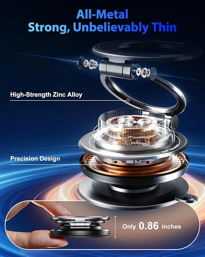 for MagSafe Car Mount [95LBS Max Suction & 2400gf Strong Magnet], Ultra-Thin 360° Adjustable Vacuum Magnetic Car Cell Phone Holder [All-Metal] for iPhone 17-12 Pro Max & Android Car Accessories