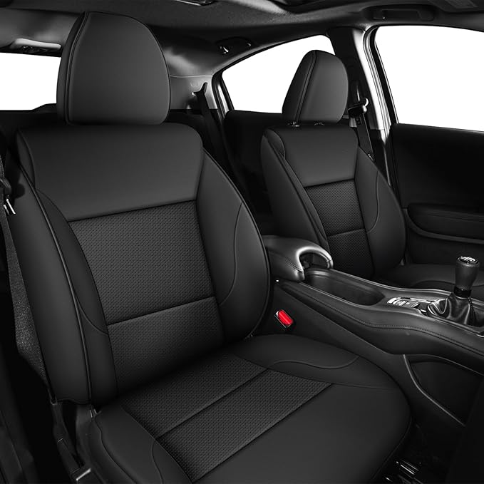 AOMSAZTO Custom Fit Seat Covers for Honda HRV 2016-2018 EX EX-L&2016-2022 LX,Full Set Faux Leather HR-V Car Seat Protector Black