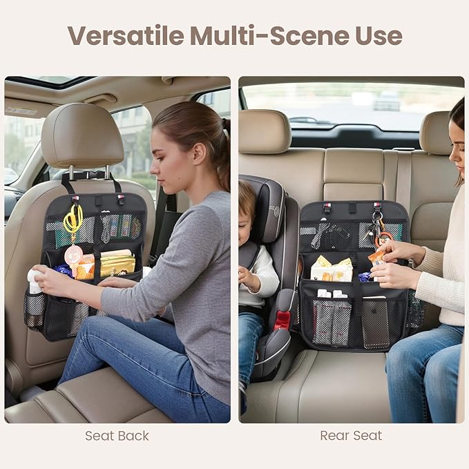 Viaviat Hanging Car Trunk Organizer and Storage, Premium Faux Leather Large Capacity Storage Accessories, Backseat Car Organizer for SUV/MPV/Truck (1, Black)