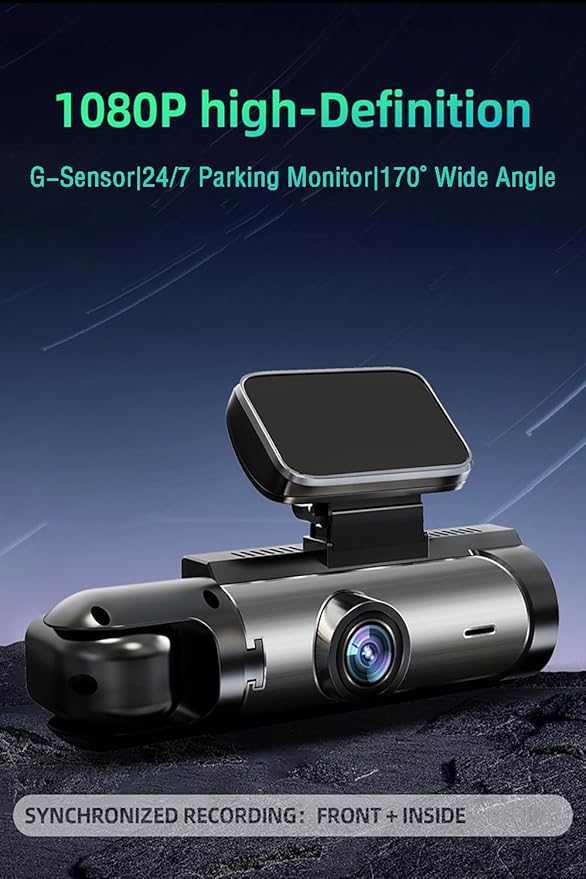 Dual Dash Cam Front and Rear with 64GB Card, 1080P HD IR Night Vision Dash Camera for Cars, G-Sensor Car Dashcam Cameras, 3.16”IPS Screen, 24/7 Parking Monitor, Loop Recording, 170° Wide Angle