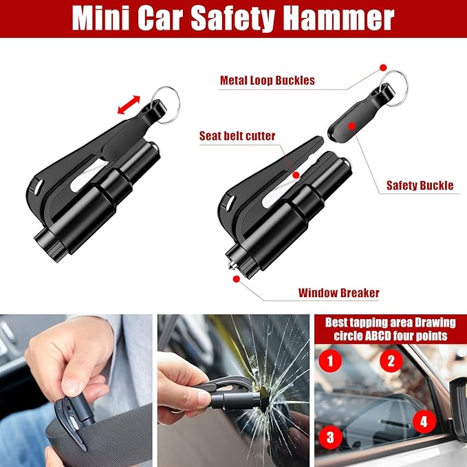 AUTODECO Car Roadside Emergency Kit, Car Safety Kit Portable Vehicle Kits for Emergency with Jumper Cables, Tow Straps, Safety Hammer, Black