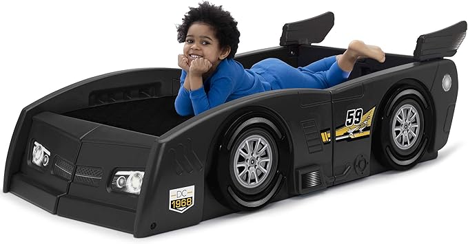 Delta Children Grand Prix Race Car Toddler and Twin Bed, Black