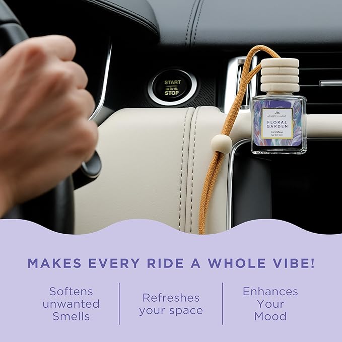 Honestly Margo Floral Garden Car Diffuser Air Freshener (0.34 Fl Oz, Pack of 1) – Stylish Scent Diffuser with Perfume – Must-Have Essentials for Women, Car Fresheners Long Lasting for a Fresh Drive