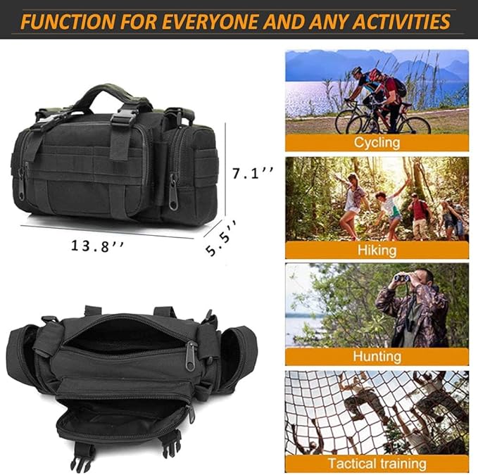 Upgrade Tactical Molle Seat Back Organizer with 5 Detachable Pouches, Universal Car Seat Back Bag Vehicle Organizers Panel Protector for Car Truck Jeep Vehicle (Black)