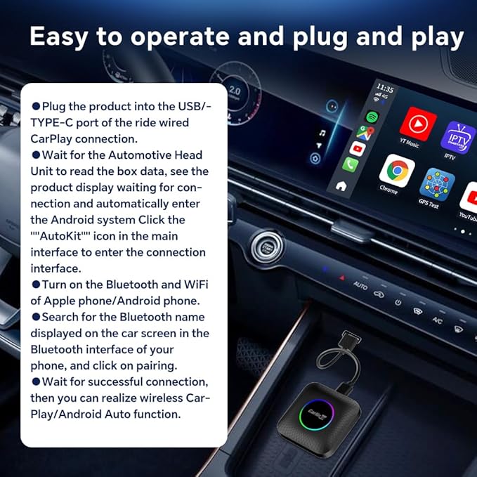 Wireless CarPlay Adapter for Netflix︱YouTube︱TikTok Streaming: CarlinKit Tbox (SM6225, 8-core, 8GB+128GB)
