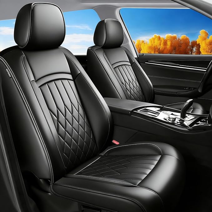 Fit for Sonata Car Seat Covers Compatible with Hyundai Sonata 2004-2025 2026 - Waterproof Breathable Leather Automotive Seat Cushions Protector, Airbag Compatible,Full Set 5 Seats(Black