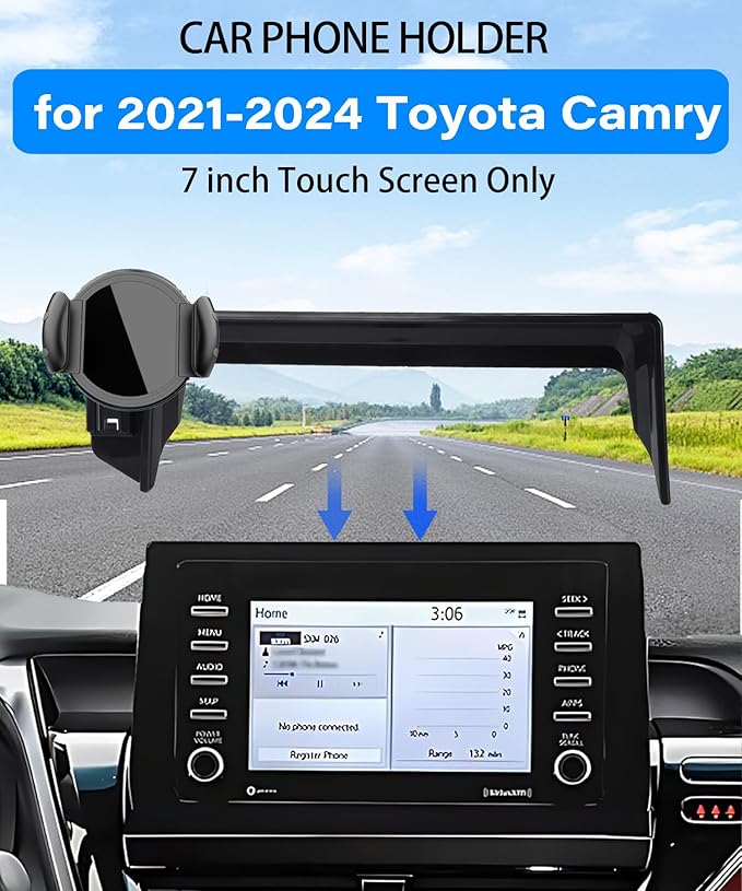 Magnetic Car Phone Mount for Toyota Camry 2021 2022 2023 2024 Accessories, for MagSafe Strong Magnets Cell Phone Holder 7-Inch Touch Screen Cradles, with Portable Phone Gripper 360° Rotation