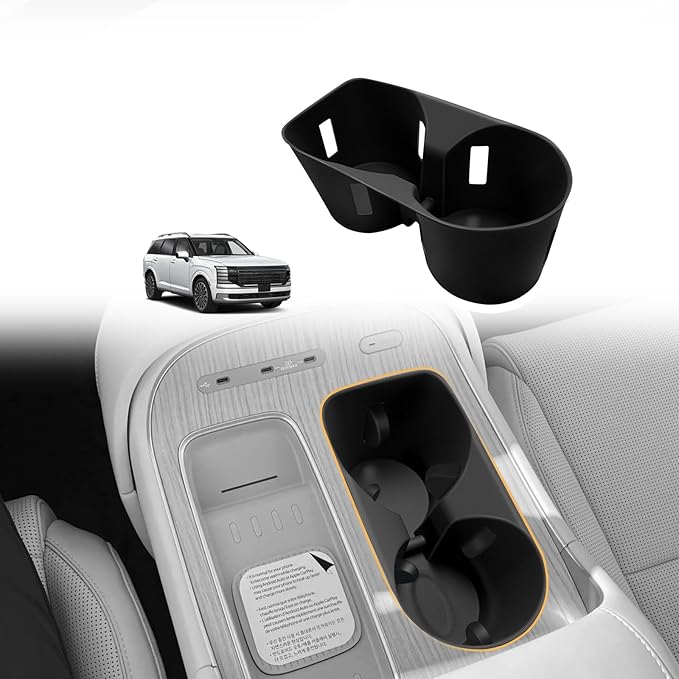 Muslogy Center Console Cup Holder Inserts Compatible with 2026 Hyundai Palisade Accessories Middle Console Drink Holder Silicone Liner Organizer Non-Slip Drink Stopper