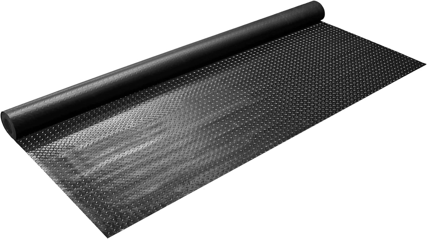 IncStores 2.5mm Thick Commercial-Grade Nitro Roll Garage Floor Mat | Flexible Vinyl Floor Mat for a Stronger and Safer Garage, Workshop, or Trailer | Diamond-Plate, Midnight Black, 10' x 40'