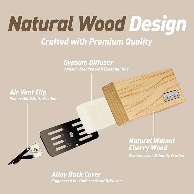 4 Packs Amber Vanilla Scented Natural Wood Vent Clips,【Luxury Winter Cozy Drive】 Car Scents Air Freshener Refills, Long Lasting Fragrance Diffuser, SUV Essentials Gift for Women