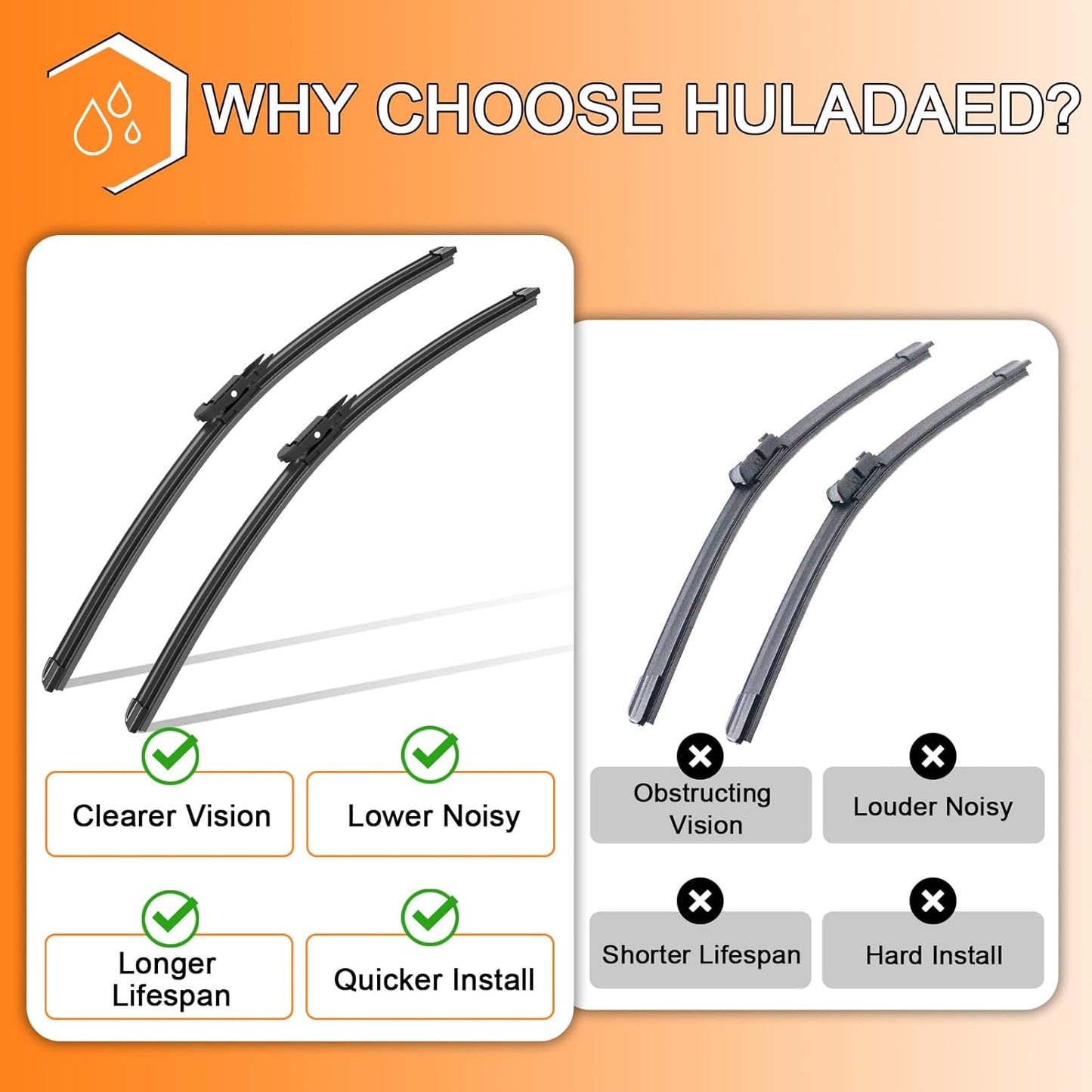 HULADAED® 20'' 20'' 12'' Windshield Wipers Replacement for Escape 2012 2011 2010 2009 2008,Silicone Front Rear Wiper blades for MY Car-All Weather & Quiet(3 PACK)