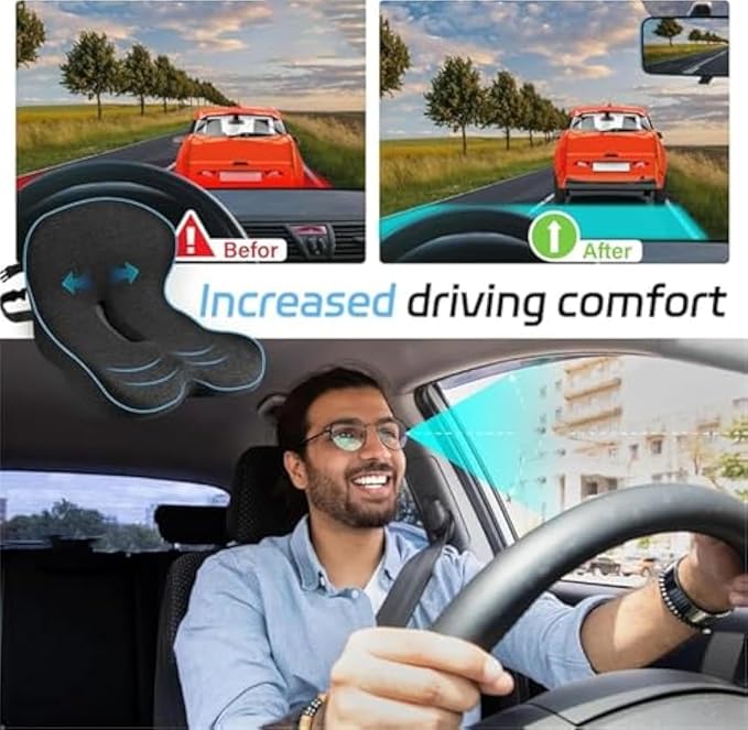 Back and Seat Cushion, Trucker Seat Cushions for Long Sitting, Car seat Cushion with Back Support, Seats Cushions for Lumbar Pain and Supporting The HIPS, Trucker Essentials (B)