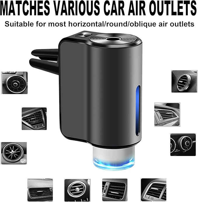 Smart Car Air Freshener, Car Air Freshener Diffuser, Rechargeable Car Aroma Diffuser, 3 Levels of Adjustable Intelligent Car Diffuser Men's Fragrance with 3 Bottles of Cologne