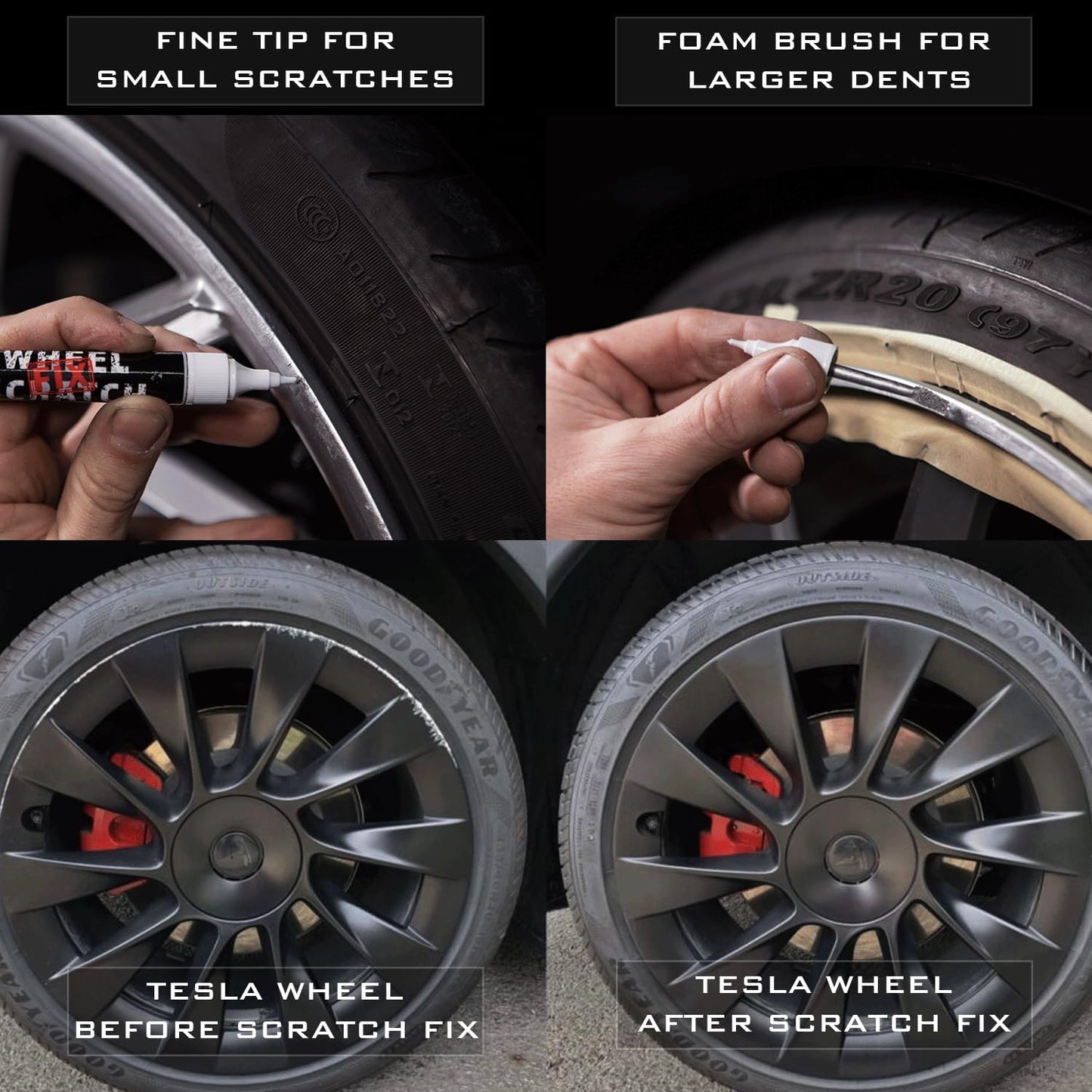 Matte Black Rim Touch Up Paint Kit, Car Wheel Scratch Repair Kit, Wheel Touch Up Paint Pen, curb rim repair kit, curb rash repair kit, Universal Rim Alloy Wheel Paint Black (Matte Black Satin)