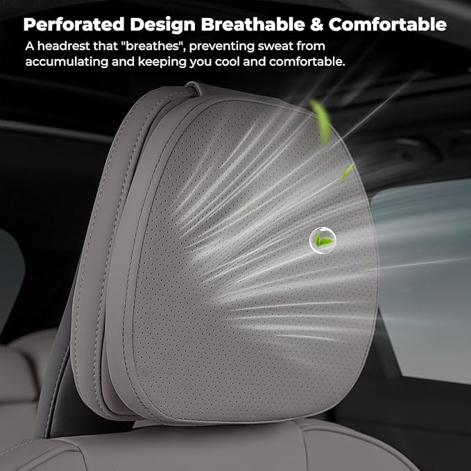 2 Packs Car Headrest Pillow for Volvo XC90 XC60 XC40 S60 S90 EX30 EX90 V60 V90 Interior Accessories, Soft & Breathable Head Support Cushion Car Front Seat Neck Pillow (Light Brown)