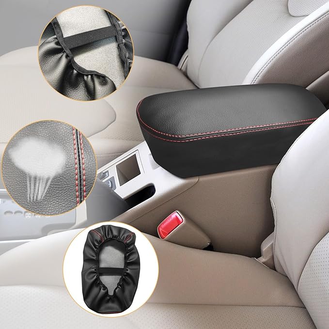 Compatible with Center Console Armrest Cover for Toyota RAV4 2006 2007 2008 2009 2010 2011 2012 2013 Leather Arm Rest Storage Box Lids Cushion Protector Pad