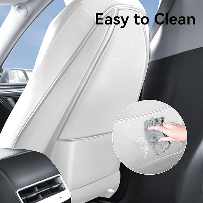 2 Pack Leather Seat Back Protector Custom for Tesla Model Y/3 Model S/X Accessories(Includes 2025 2026 Model Y & 2024-2026 Model 3 Highland), Seat Back Kick Protectors