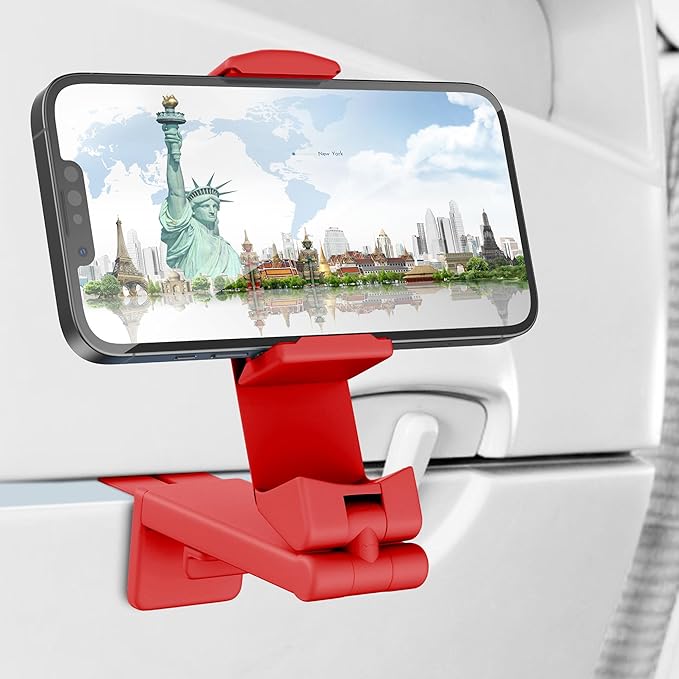 Perilogics Airplane Phone Holder Mount Universal in Flight Hands Free Viewing with Multi-Directional Dual 360 Degree Rotation (Coral)