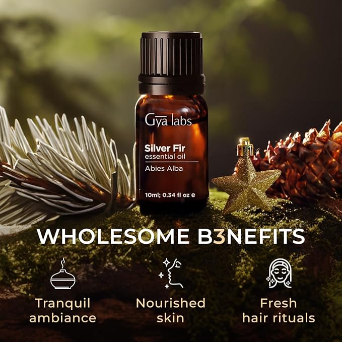 100% Pure Silver Fir Essential Oil - 0.34 Fl Oz - Silver Fir Oil for Hair, Skin, Diffuser, Aromatherapy & DIY Candle Making Scent