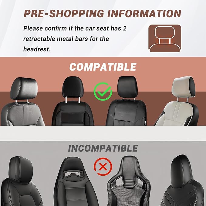 Car Headrest Pillow, Thickened Memory Foam Road Pal Headrest, Neck Support Pillow, 180° Adjustable Car Headrest, U- Shaped Design, Travel Car Sleeping,Suitable for Kids and Adults (Black)