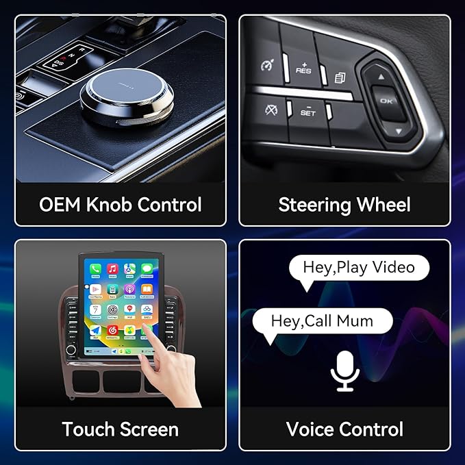 Android 14 Car Radio Compatible with Mercedes Benz S-Class W220 1998-2005,4G+64GB,9.7" Touch Screen Car Stereo with Wireless Carplay Android Auto,FM/GPS/SWC/Mirror Link/Backup Camera