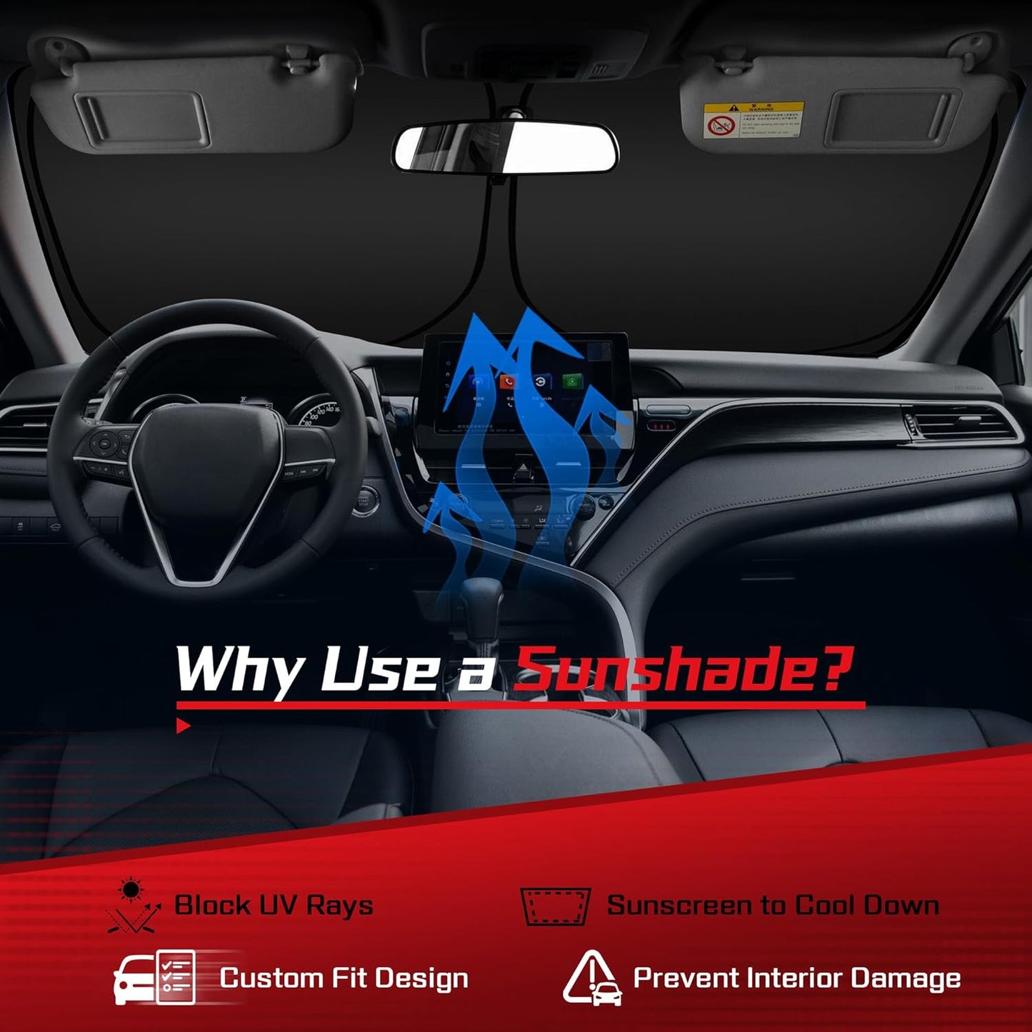 ARISMOTOR Windshield Sun Shade for NIS-san Titan 2020-2024, Custom Fit Foldable Front Window Sunshade Sun Visor Protector, Block UV Rays Keep Your Car Cooler