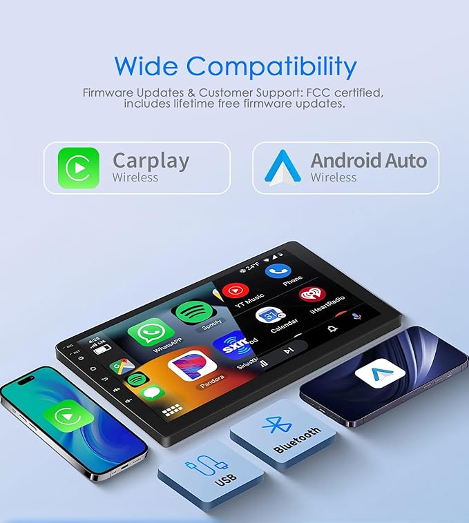 Wireless CarPlay Adapter for iPhone& Android,2-in-1CarPlay Dongle,Upgrade Wired to Wireless CarPlay Adapter,Cars with USB-A & Type-C Extension Cables,Stable Control,Plug and Play (Black)