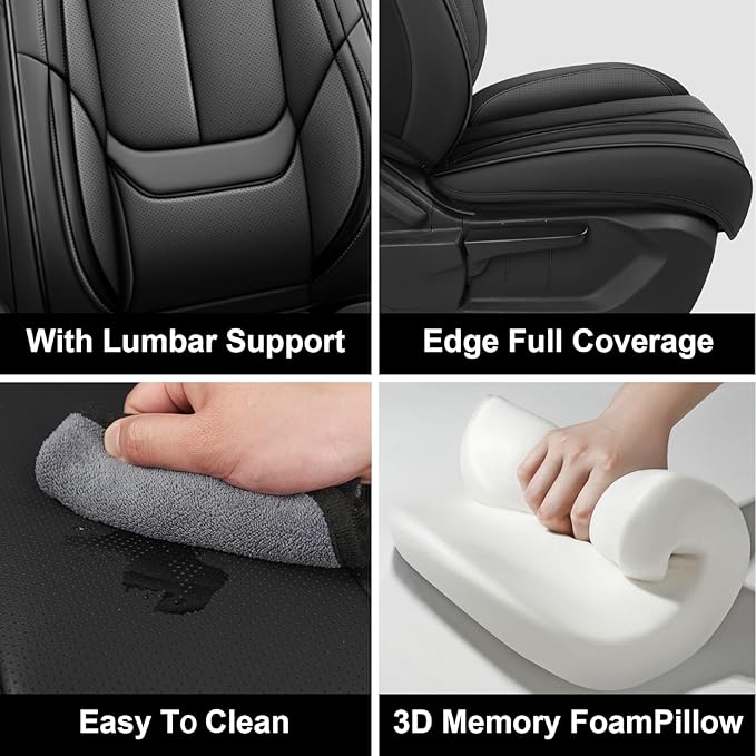 Fit for 98% of Mercedes Benz Car Seat Covers with Headrests, Premium Nappa Leather Seat Cover, Fully Wrapped Protect Modern Style Seat Cover (2-Seat Luxury, Classic Black)
