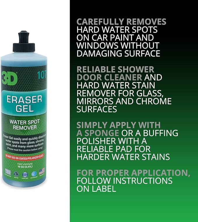 3D Eraser Gel Hard Water Spot Remover Waterless Car Wash Refill – Spot-Free Shine & Effortless Cleaning – Removes Hard Water Stains & Cleans Without Water – 16oz & 1 Gallon