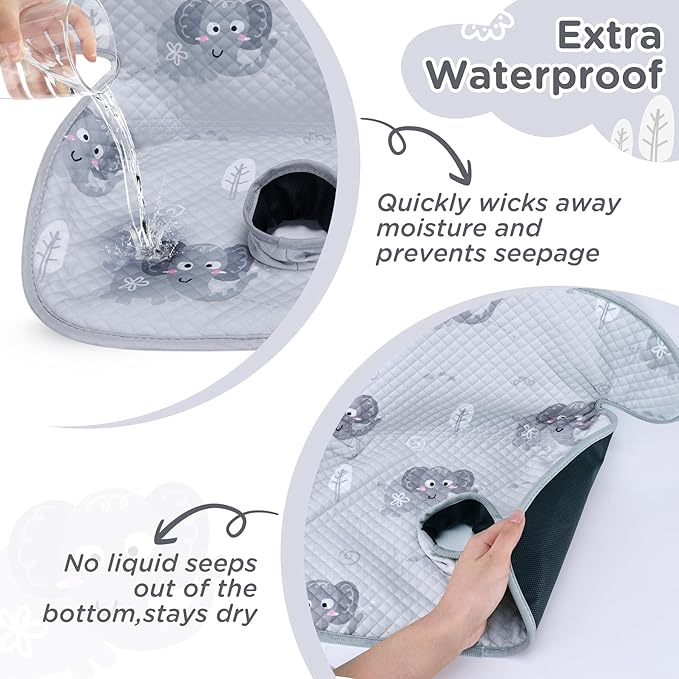 Car Seat Potty Training Protector Set, 2 Pack Waterproof Piddle Pad for Baby Toddlers, Leak-Proof Car Seat Liner with Non-Slip 2 Strap Covers, Machine Washable - Gray