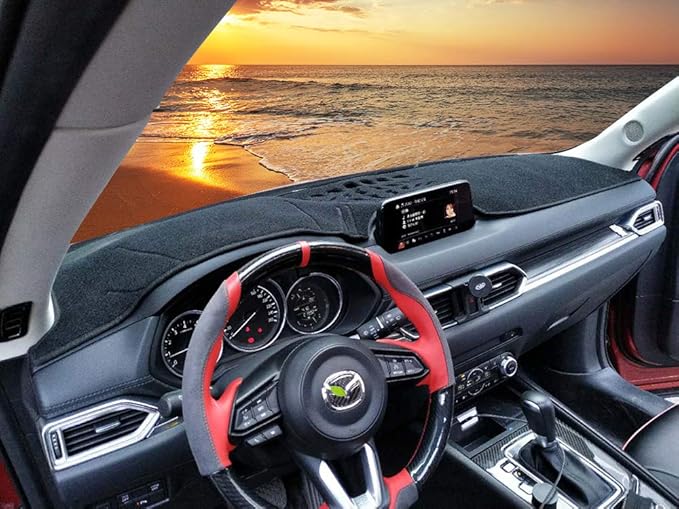 Beerte Black Car Dashboard Center Console Cover Protector Sunshield Cover Dash Mat Pad for Mazda CX5 2017-2025 2026 (Polyester)