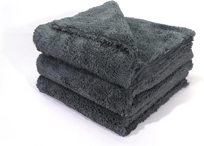 Maxshine Universal Microfiber Towels – 600GSM Edgeless Design – Ultra-Soft, High-Absorbency Towels for Car Detailing, Polishing & Scratch-Free Cleaning (Grey, 16" x 16" (3-Pack))
