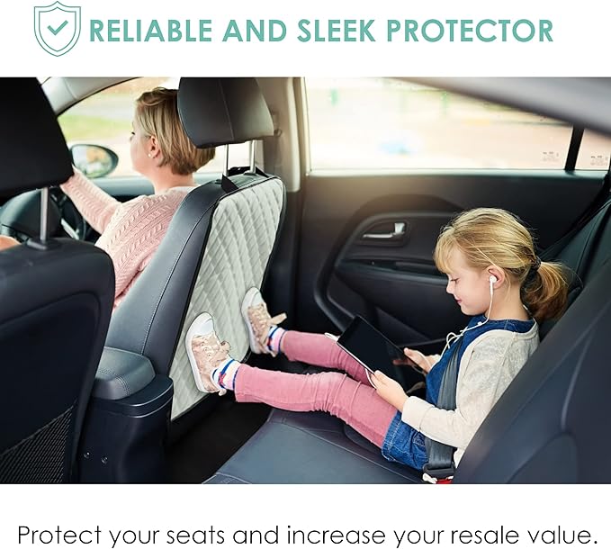 FH Group Faux Leather Back Seat Kick Protectors – 2 Pack Diamond Stitched Back Seat Protector for Driver and Passenger Seat, Waterproof, Easy to Clean
