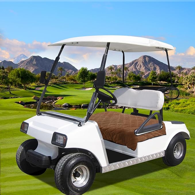YOKYHOM Golf Cart Seat Covers, Golf Cart Seat Towel Blanket, Short Plush Surface, Soft and Comfortable, Suits EZGO, Yamaha, Club Car and Other 2-Seat Golf Carts, 51"x 30.5", Dark Brown